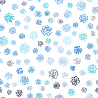 Açık mavi, kırmızı vektör sorunsuz şablon buz kar taneleri ile. Parlayan illüstrasyon kar Noel tarzı ile renkli. Duvar kağıdı, kumaş üreticileri için modaya uygun bir tasarım.