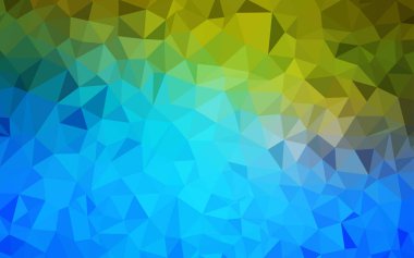 Açık mavi, yeşil vektör poligonal arka plan. Noktalı resim stili üçgenler ile yaratıcı çizimde. Tasarımınız için üçgen desen.