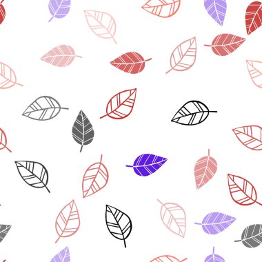 Açık mavi, kırmızı vektör sorunsuz doodle zemin yaprakları ile. Parlayan illüstrasyon karalama stilinde yaprakları ile renkli. Tekstil, kumaş, duvar kağıtları için tasarım.