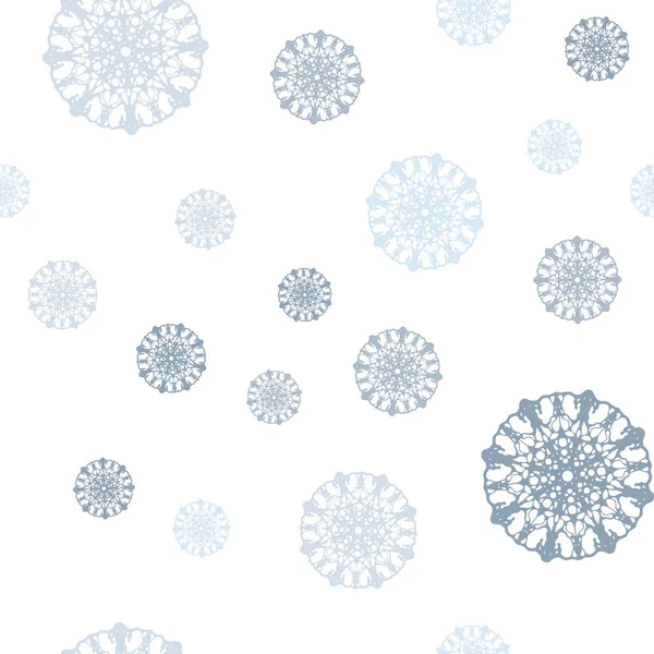 Light Blue Vector Seamless Template Ice Snowflakes Shining Colored Illustration — Stock Vector