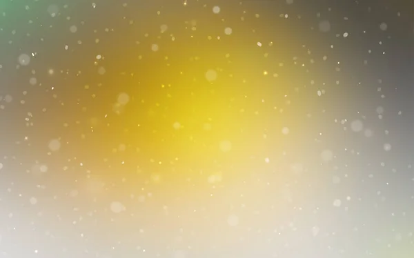 Dark Yellow Vector Texture Colored Snowflakes Snow Blurred Abstract Background — Stock Vector