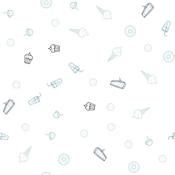 Textura Sin Costura Vectorial Azul Claro Con Deliciosos Aperitivos Diseño — Vector de stock