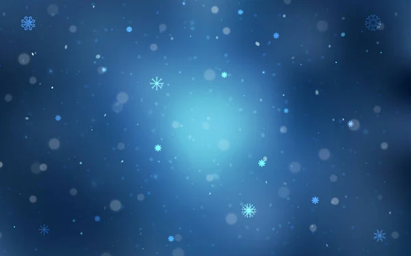 Jasnoniebieska Pokrywa Wektorowa Pięknymi Płatkami Śniegu Świecąca Kolorowa Ilustracja Śniegiem — Wektor stockowy