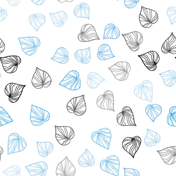 Легкий Вектор Blue Безшовний Природний Фон Листям Барвисті Ілюстрації Каракулі — стоковий вектор