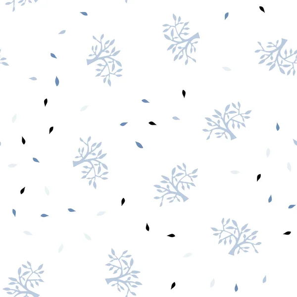 Светло Синий Вектор Швов Листьями Ветвями Иллюстрация Каракулями Абстрактном Шаблоне — стоковый вектор