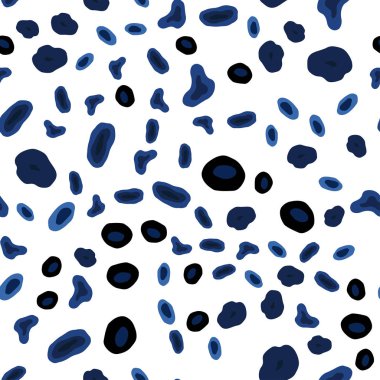 Koyu mavi daire şekilleriyle birlikte sorunsuz düzen vektör. Bulanık damla Glitter soyut Illustration yağmur. Tekstil, kumaş, duvar kağıtları için tasarım.