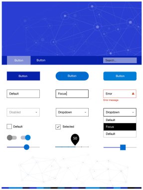 Koyu pembe, mavi malzeme tasarım kiti çizgiler ile daireler vektör. Renkli üçgen, daire basit malzeme tasarım kiti. Bu web siteleri için kullanabileceğiniz şablon.