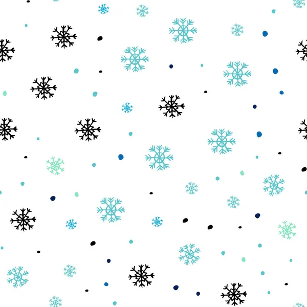 浅蓝色 绿色矢量无缝布局与明亮的雪花 现代几何抽象例证与雪花 壁纸设计 — 图库矢量图片