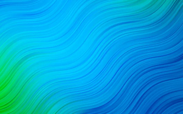 Светло Синий Зеленый Векторный Узор Изогнутыми Лентами Образец Размытыми Пузырями — стоковый вектор