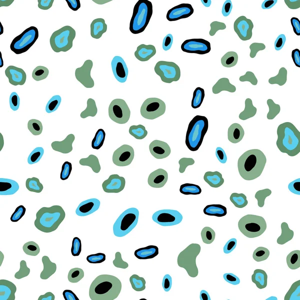 浅蓝色 绿色矢量无缝覆盖带斑点 现代抽象插图与五颜六色的水滴 网站模板 — 图库矢量图片