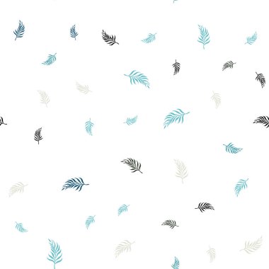 Açık mavi, sarı vektör sorunsuz soyut tasarım yaprakları ile. Doodle yaprakları gradyan ile Origami tarzında Illustration. Kartvizit, Web siteleri için şablon.