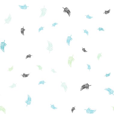 Açık mavi, vektör sorunsuz doğal zemin yaprakları ile yeşil. Dekoratif illüstrasyon soyut şablonundaki karalamalar ile. Kartvizit, Web siteleri için şablon.