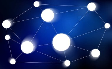 Koyu mavi vektör arka plan noktalar ve çizgiler ile. Renkli soyut daireler ve satır kümesi ile Illustration. Desen-ebilmek var olmak kullanılmış için reklam, broşür.