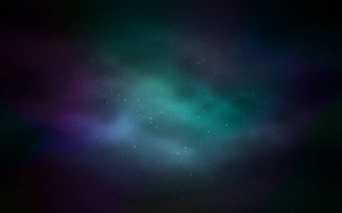 Samanyolu yıldızlı koyu mavi vektör dokusu. Parlak astronomik yıldızlı parlak renkli çizimler. Astronomi web siteleri için desen.