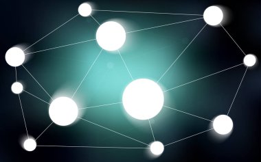 Koyu mavi vektör küreler, üçgenler desenle. Soyut illüstrasyon renkli diskler ve üçgenler ile. Desen doku duvar kağıdı olarak kullanılabilir.