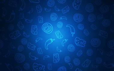 Koyu mavi vektör desen taze malzemelerle. Bulanık dekoratif tasarım doodle tarzı aperatifler. Mutfakta yemek yemek için şablon.