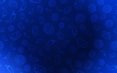 Koyu mavi vektör desen taze malzemelerle. Glitter gurme gıda ile soyut kroki. Kafe işletme reklamınız için tasarım doodle.