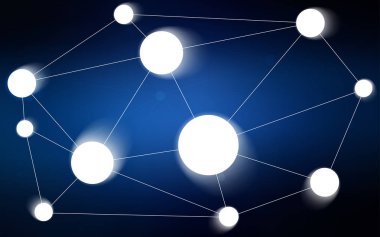 Noktalar, çizgiler ile koyu mavi vektör kapak. Bağlantı noktaları ve çizgileri renkli arka plan üzerinde tasarım yapın. Güzel tasarım, iş reklam için.