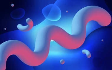 Kabarcık şekillerle koyu mavi vektör desen. Yarı ton memphis tarzı gradyan ile yaratıcı çizimde. İş için tamamen yeni bir memphis tasarımı.