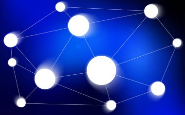 Koyu mavi vektör arka plan kabarcıklar, satırları ile. Glitter soyut resim bağlantı üçgen yapısı ile. Desen-ebilmek var olmak kullanılmış için reklam, broşür.