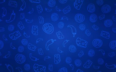 Koyu mavi vektör doku ile lezzetli aperatifler. Gıda doodle tarzı ile güzel renkli resimde. Reklam, poster, afiş kafe ya da restoran için tasarım.