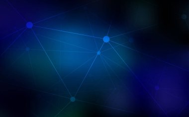 Koyu mavi vektör küreler, üçgenler desenle. Küreler ve çizgiler ile modern soyut renkli resimde. Güzel tasarım, iş reklam için.