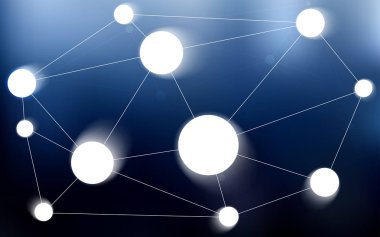 Koyu mavi vektör arka plan kabarcıklar, satırları ile. Glitter soyut resim bağlantı üçgen yapısı ile. Desen-ebilmek var olmak kullanılmış için fütüristik reklam, kitapçıklar.