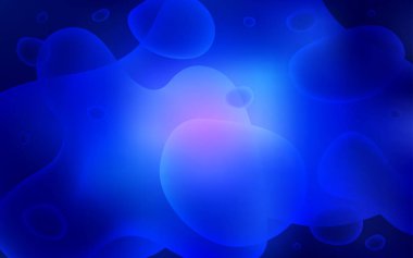 Koyu mavi vektör desen sıvı şekillerle. Degrade kabarcıkları ile bulanık geometrik örnek. Yeni bir doku için reklam, kitapçıklar, broşürler.