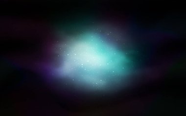 Galaksi yıldızlı koyu mavi vektör arkaplan. Renkli kozmik yıldızlı soyut çizimler. Kozmik arkaplanlar için şablon.