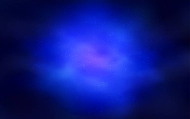 Gece gökyüzü yıldızlı koyu mavi vektör deseni. Bulanık arkaplandaki ve gradyanı olan uzay yıldızları. Astroloji web siteleri için desen.