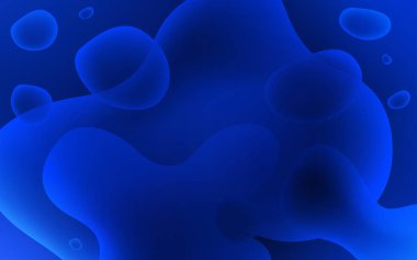 Koyu mavi vektör arka plan ile sıvı şekiller. Renkli resimde gradyan ile soyut memphis tarzı. Yepyeni tasarımı reklamlar, poster, afiş için.