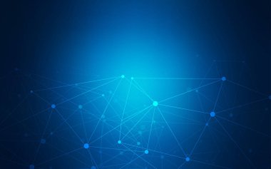 Koyu mavi vektör düzen daireler, satırları ile. Soyut illüstrasyon renkli diskler ve üçgenler ile. Desen-ebilmek var olmak kullanılmış için fütüristik reklam, kitapçıklar.