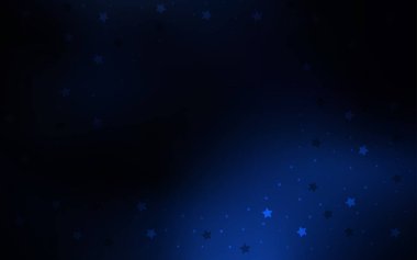 Parlak yıldız ile koyu mavi vektör düzeni. Bulanık arka plan gradyan ile üzerinde yıldız. Şablon arka plan olarak kullanılabilir.