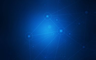 Koyu mavi vektör düzen daireler, satırları ile. Bağlantı noktaları ve çizgileri renkli arka plan üzerinde tasarım yapın. Güzel tasarım, iş reklam için.