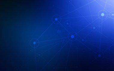 Koyu mavi vektör arka plan kabarcıklar, satırları ile. Üçgen yapısı ile soyut tarzda dekoratif tasarım. Güzel tasarım, iş reklam için.