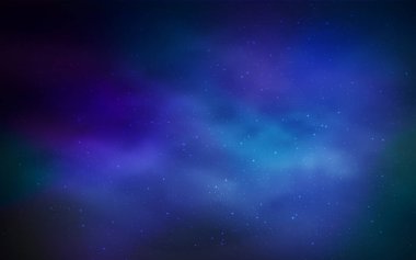 Koyu mavi vektör arka plan gökada yıldız ile. Gökyüzü yıldızlarla illüstrasyon soyut şablonunda parlayan. Desen fütüristik reklam, kitapçıklar için.