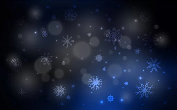 크리스마스 눈송이와 어두운 파란색 패턴입니다 반짝이 얼음의 결정으로 파일을 배경으로 — 스톡 벡터