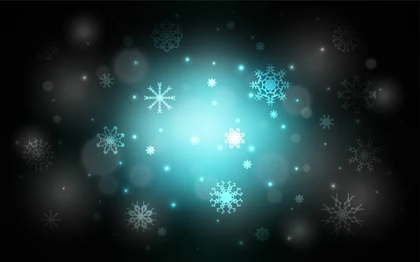 Modèle Vectoriel Bleu Foncé Avec Flocons Neige Noël Design Décoratif — Image vectorielle