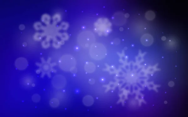 クリスマス雪の結晶の暗い青ベクトルの背景 グラデーションで抽象的な背景をぼかした写真に雪が降る 新年広告 小冊子のパターンを使用することができます — ストックベクタ