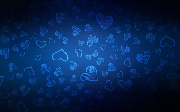 Fondo Vectorial Azul Oscuro Con Corazones Ilustración Con Corazones Concepto — Archivo Imágenes Vectoriales