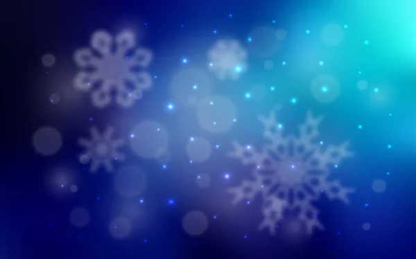 Couverture Vectorielle Bleu Foncé Avec Beaux Flocons Neige Neige Sur — Image vectorielle