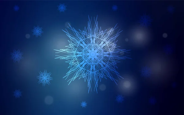 Donker Blauwe Vector Sjabloon Met Ijs Sneeuwvlokken Abstracte Illustratie Van — Stockvector