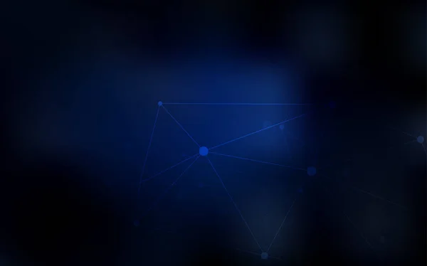 Темний Blue Векторний Фон Точками Лініями Абстрактна Ілюстрація Різнокольоровими Дисками — стоковий вектор