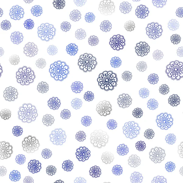 深蓝色矢量无缝自然抽象设计 粗略的涂鸦与花在模糊的背景 全新的模板为您的业务设计 — 图库矢量图片