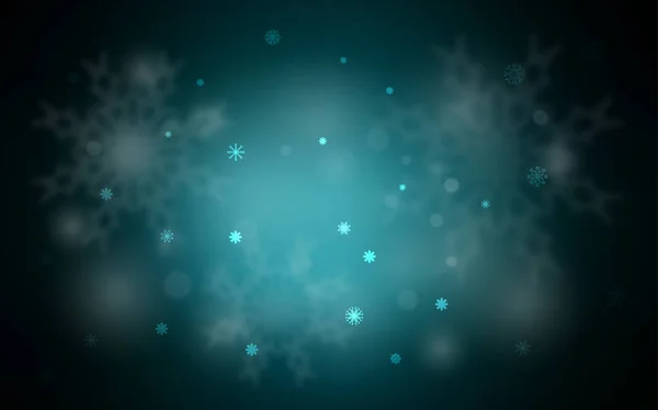 氷の雪を持つ暗い青いベクトル テンプレート グラデーションで抽象的な背景をぼかした写真に雪が降る 新年のチラシのパターンを使用することができます — ストックベクタ