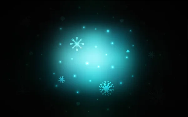 Donkerblauwe Vector Textuur Met Gekleurde Sneeuwvlokken Decoratieve Glanzende Illustratie Met — Stockvector