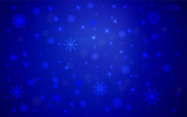 明るい雪の結晶暗い青いベクトル レイアウト 氷の結晶でキラキラ抽象的なイラスト 新年の広告 ポスター バナーのデザイン — ストックベクタ