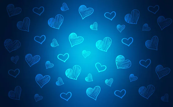 Textura Vectorial Azul Oscuro Con Corazones Encantadores Ilustración Abstracta Brillante — Archivo Imágenes Vectoriales