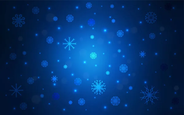 Couverture Vectorielle Bleu Foncé Avec Beaux Flocons Neige Illustration Abstraite — Image vectorielle