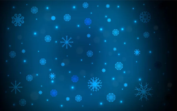 深蓝色矢量纹理与彩色雪花 现代几何抽象例证与冰的水晶 该模式可用于新年传单 — 图库矢量图片